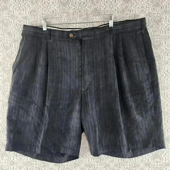 Jos. A. Bank 100%‎ Silk Pattern Black Pleated Shorts Men's 42R - Picture 1 of 9